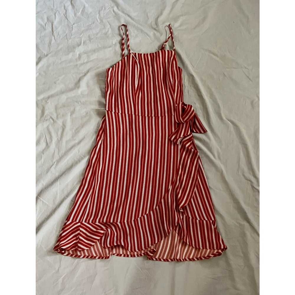 Xhilaration Red and White Striped Midi Dress